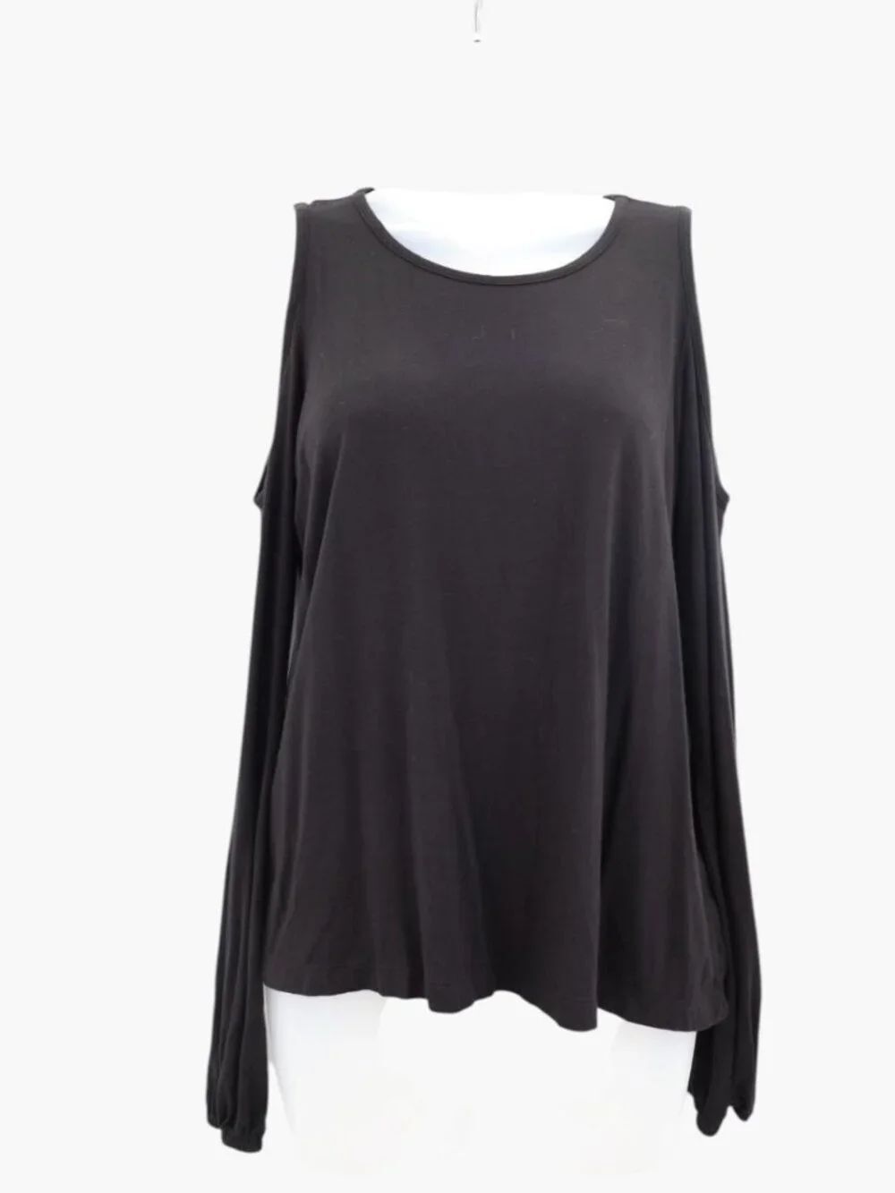 Rebecca Minkoff Womens Black Cold Shoulder Long Sleeve Top Small Jersey Knit Tee
